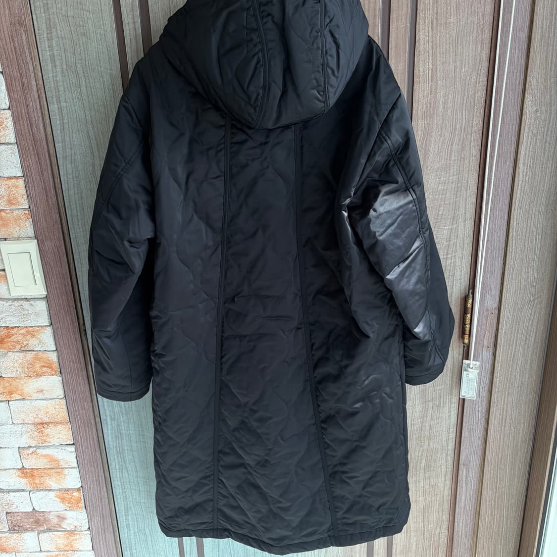 언어펙티드 퀼티드 후디드 코트 블랙 M 상품이미지4