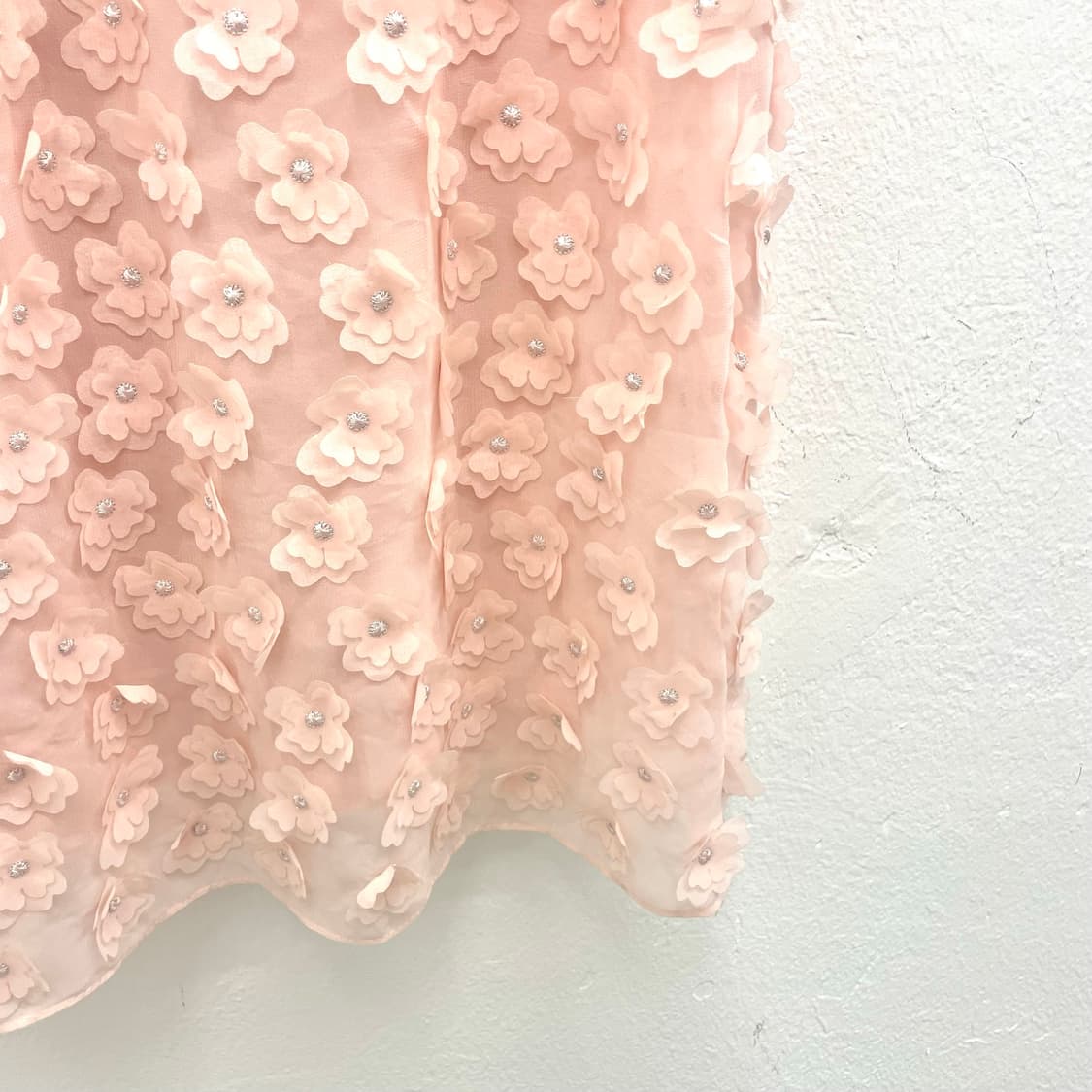 Blush floral appliqué mini dress 상품이미지4
