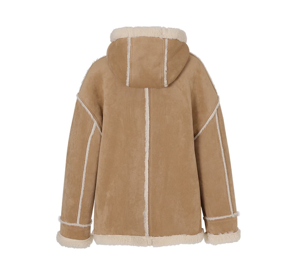 Lang&u 랭앤루 사블레 후드퍼 무스탕 베이지 상품이미지2