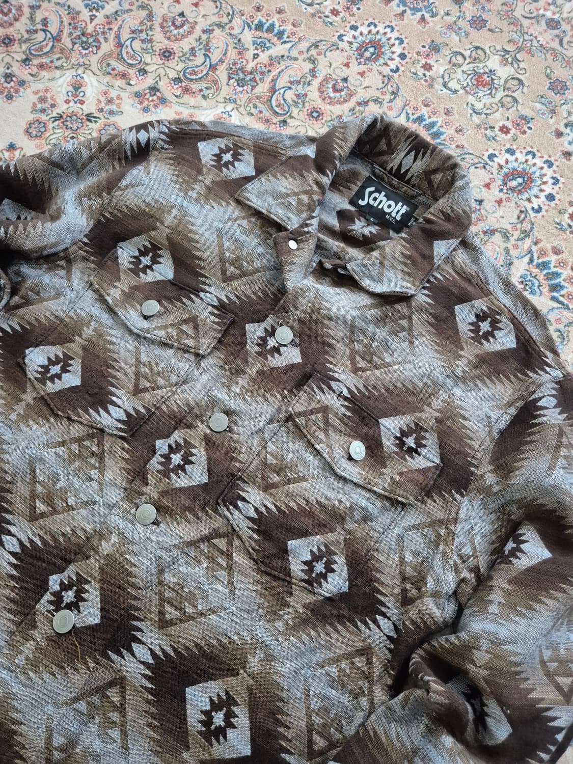 일본 제조 쇼트 나바호 패턴 셔츠 상품이미지2