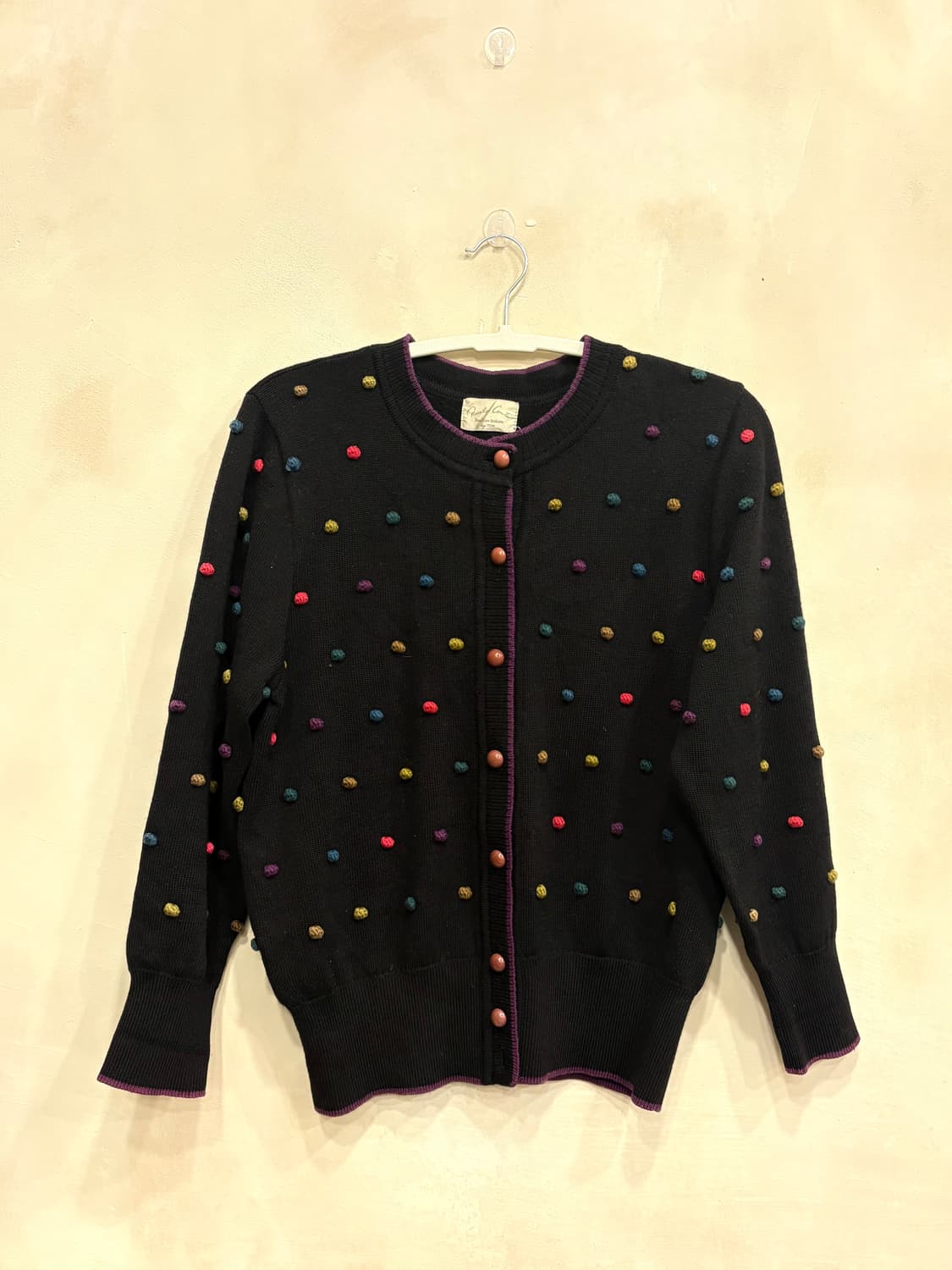 일본 빈티지 폼폼 도트 니트 가디건 상품이미지1