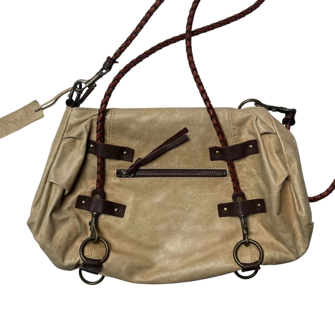 cuir jouer cube 아이보리 레더 백 상품이미지2