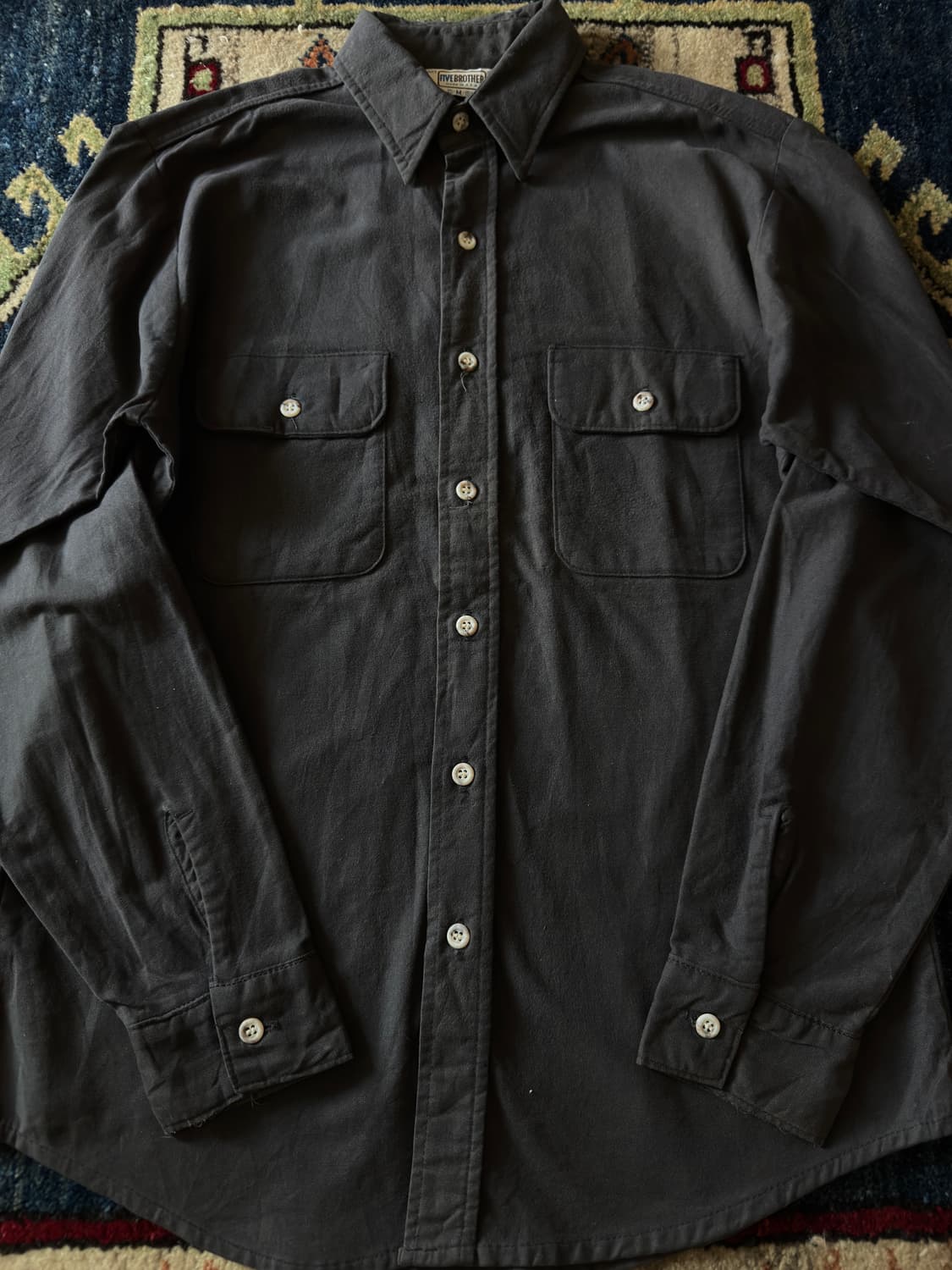 80s Five Brother USA Fade black 샤모아 셔츠 상품이미지3