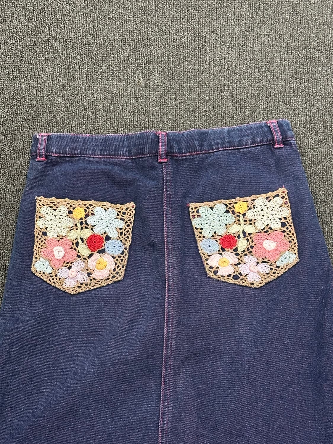 140)Kenzo vintage 프릴 자수 디테일 퍼플 데님 미니 스커트 상품이미지6