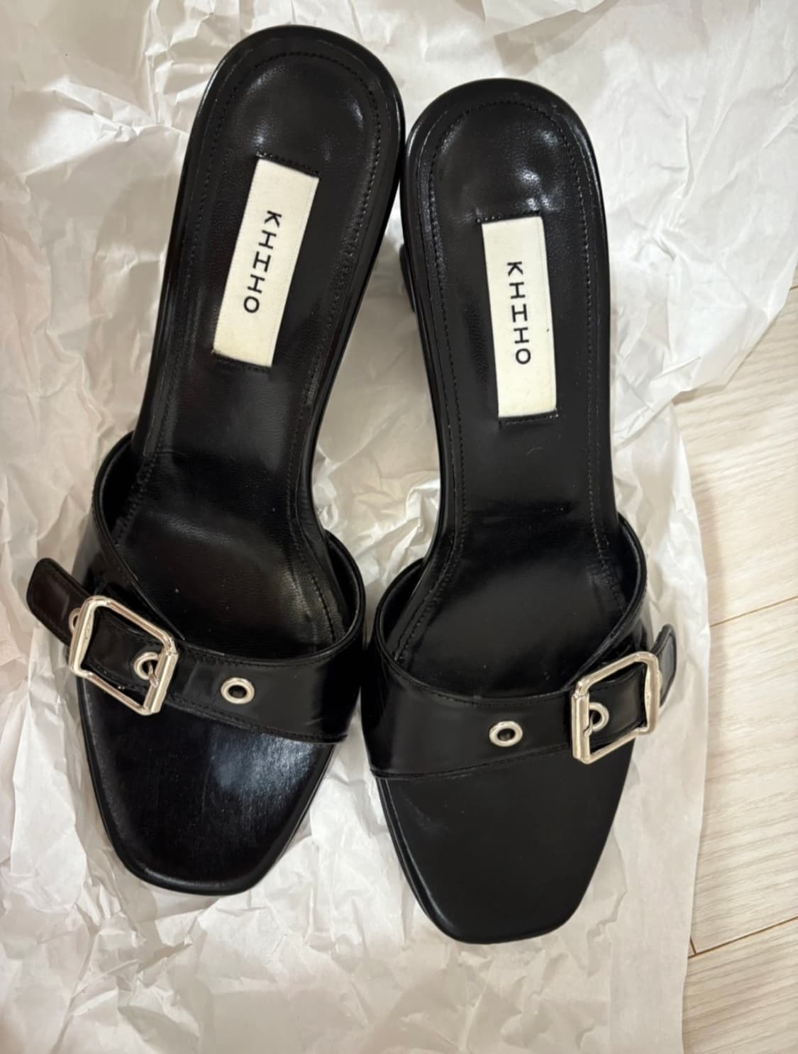 기호 khiho 버클 스트랩 뮬 힐 블랙 225 상품이미지4