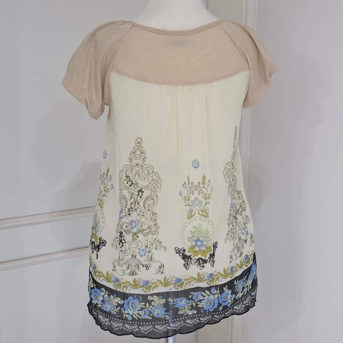 일본빈티지)오리엔탈 레이어드 글리터 쉬폰레이스 플라워 모리걸st 블라우스 상품이미지3
