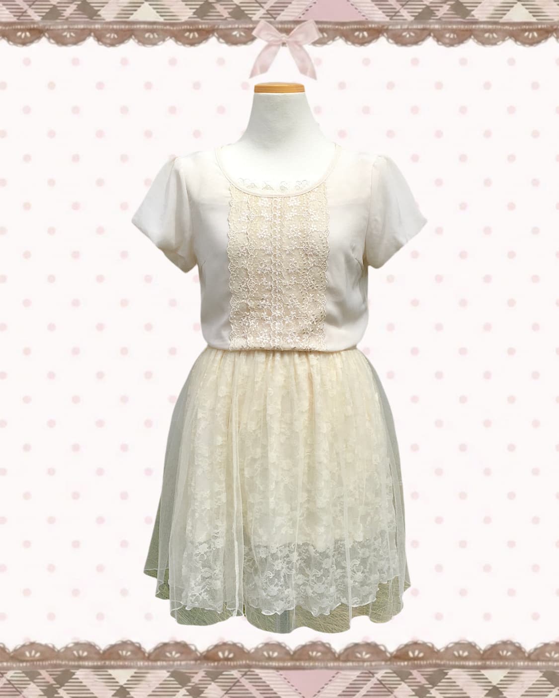 레이스 U넥 반팔 T 상품이미지2