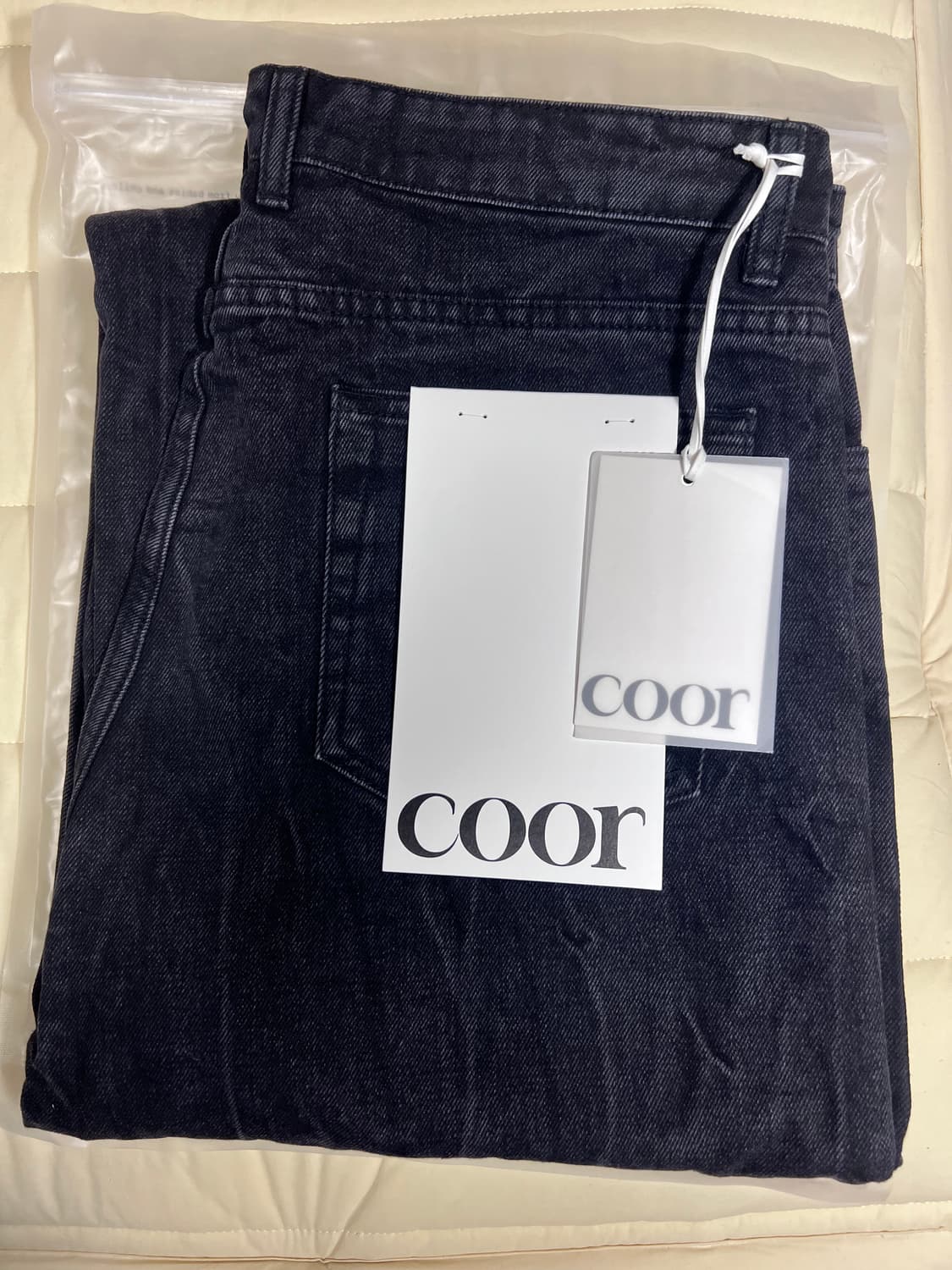 [L] 쿠어 와이드 링클 이펙트 데님 팬츠 (블랙) 상품이미지2