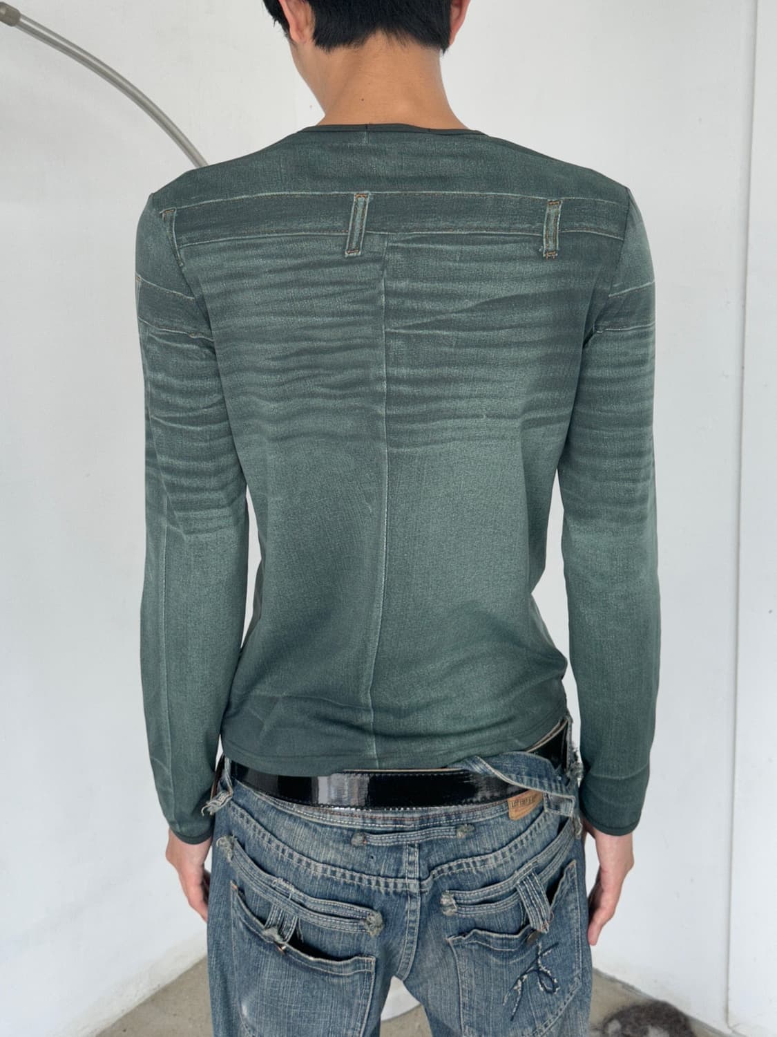 로버트 카발리 데님 프린팅 롱슬리스 상품이미지2