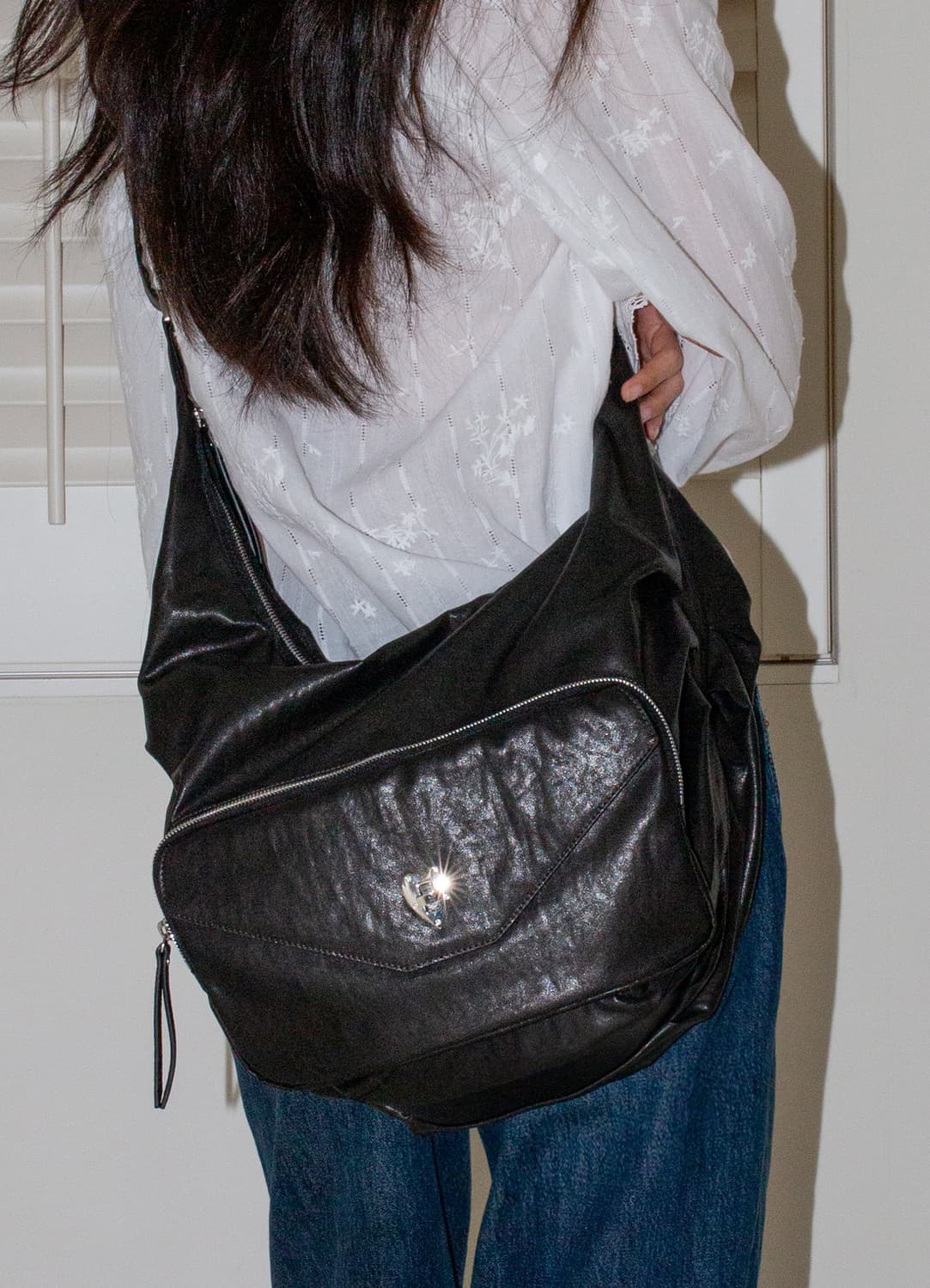 YAHNSISI 시시 슬링백 레더 빈티지 블랙 상품이미지3