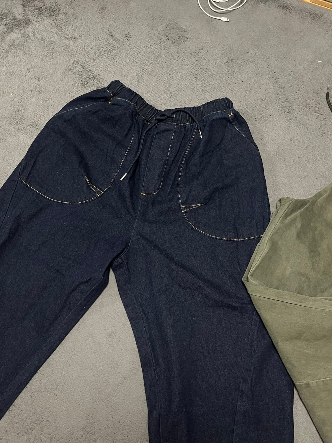 [새상품] 벌룬 와이드 팬츠 바지 진청 카키 상품이미지2