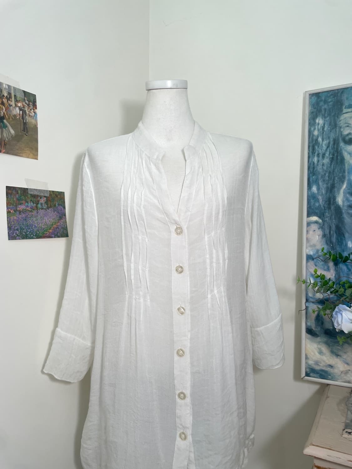 white wave point side bow loose blouse 상품이미지5