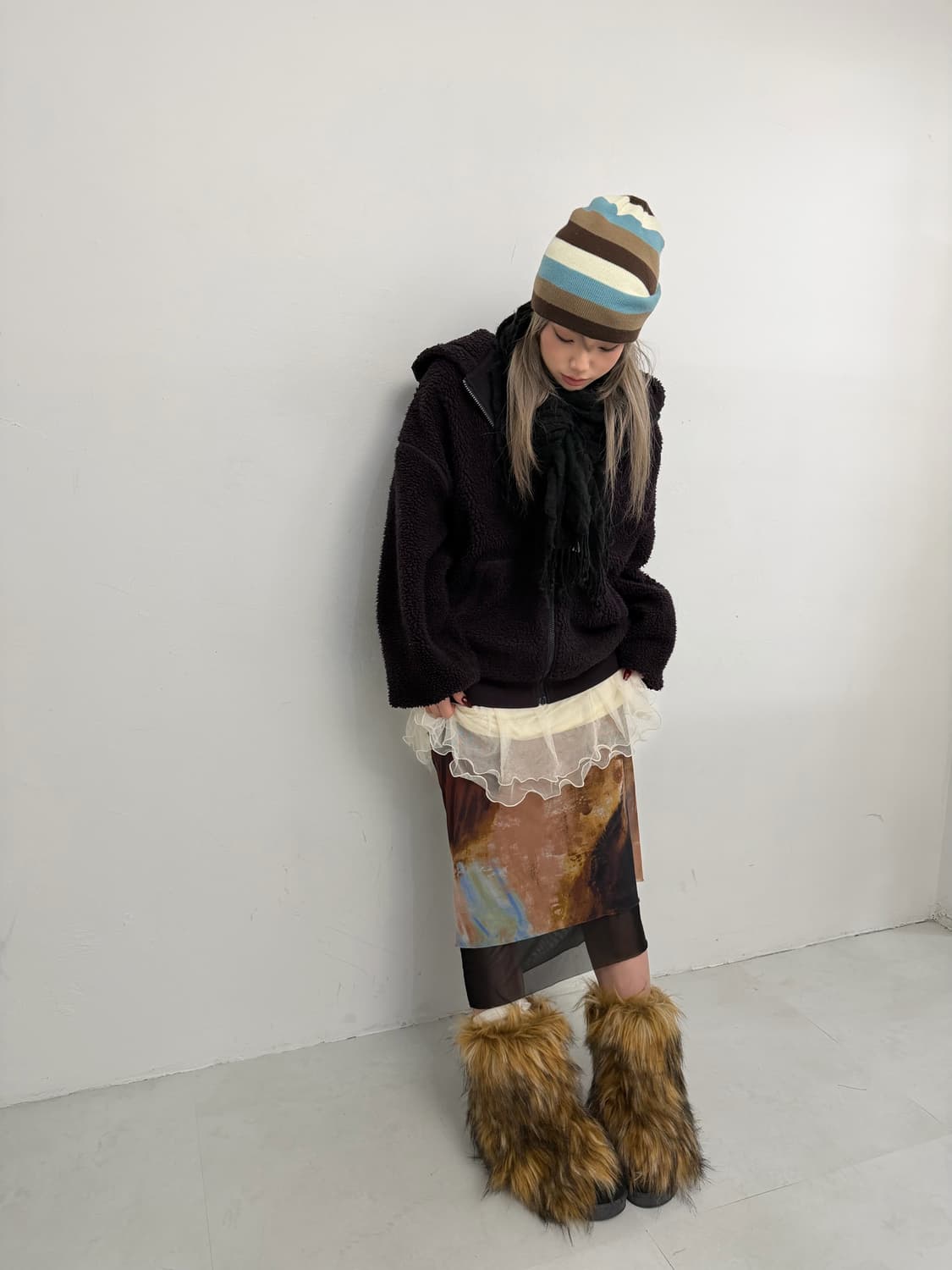 자라 풀 프린팅 매쉬 롱 스커트 상품이미지5