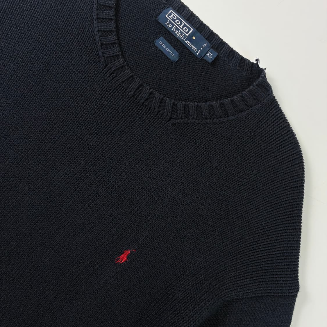 Polo  폴로 랄프로렌 90,s 자수 코튼 네이비 라운드 니트  상품이미지3