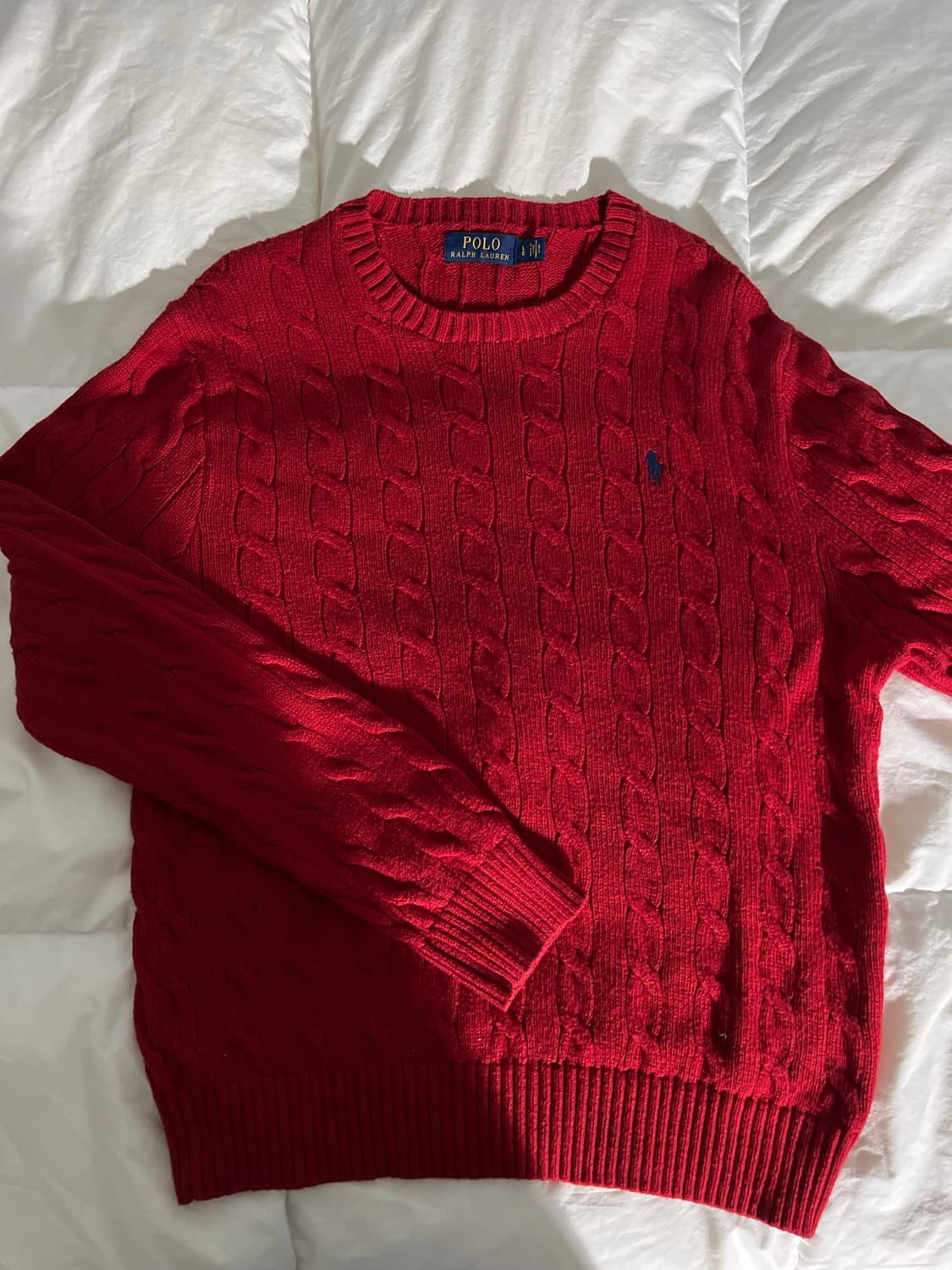 폴로랄프로렌 꽈배기니트 레드 사이즈L 상품이미지1