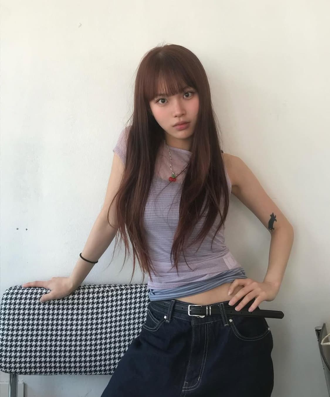 썬번프로젝트 언발란스 메쉬 티셔츠 핑크 상품이미지3