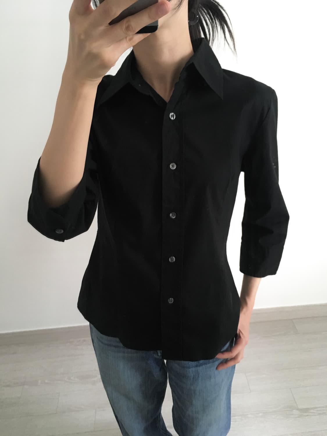 black slim shirt 상품이미지8