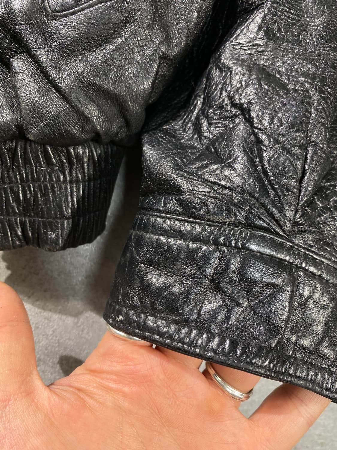 [M] 90s Vintage 빈티지 양가죽 크롭 레더 퍼 후드 자켓 상품이미지3