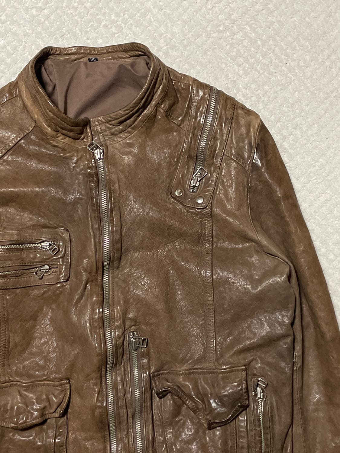 광희시장 웨스턴 무드 램스킨 양가죽 절개 레더 자켓 상품이미지3