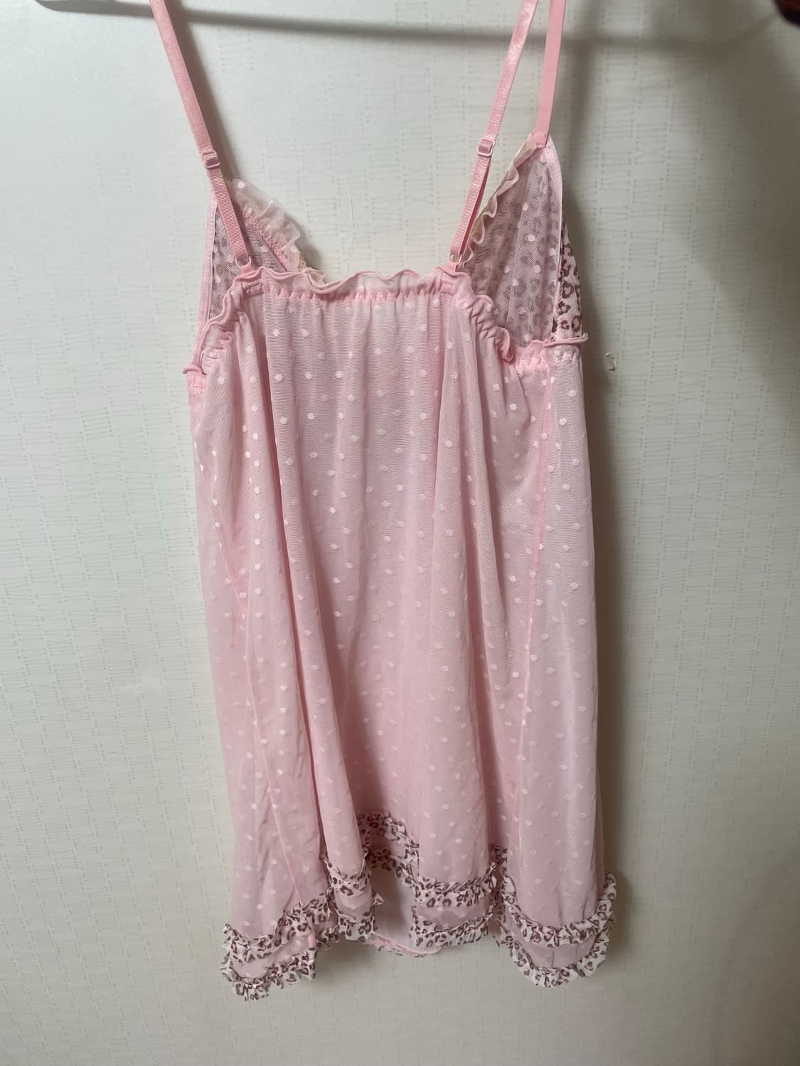 히메 갸루 레오파드 핑크 호피 레이스 시스루 슬립 원피스 상품이미지2