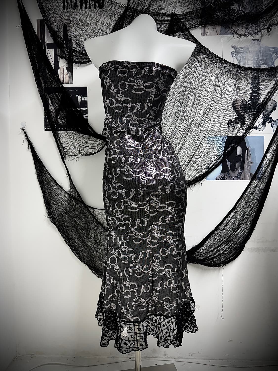 Punk lace pattern detailed long onepiece 상품이미지5