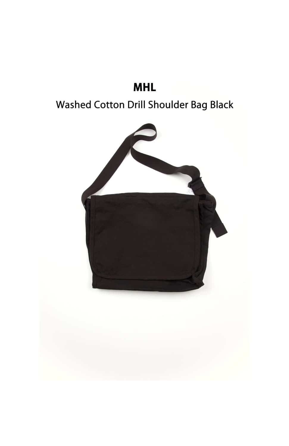 (새상품)MHL 워시드 코튼 드릴 숄더백 블랙 상품이미지1