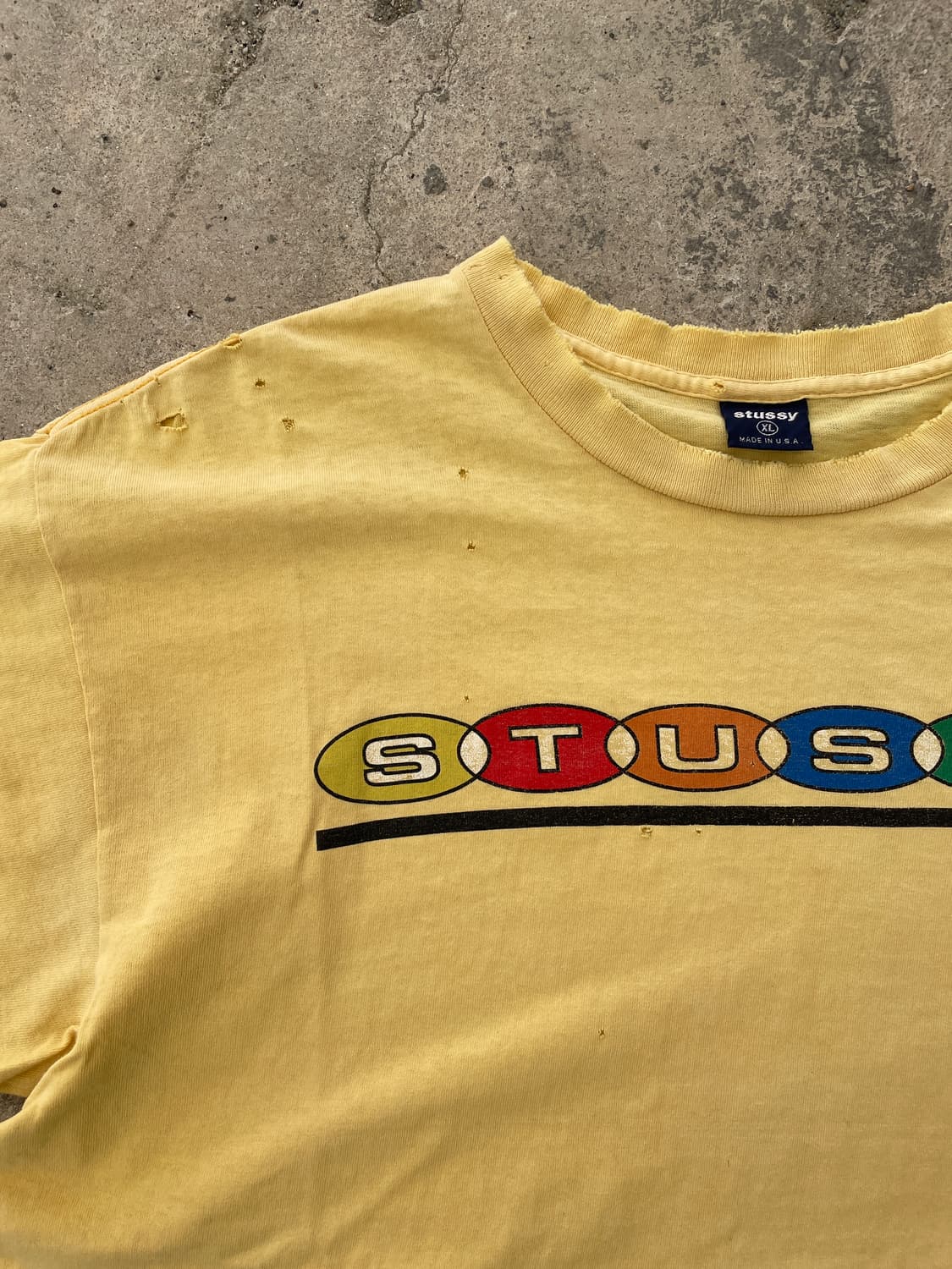 90s 스투시 8볼 페이드 옐로우 반팔티셔츠(USA Made) 상품이미지8