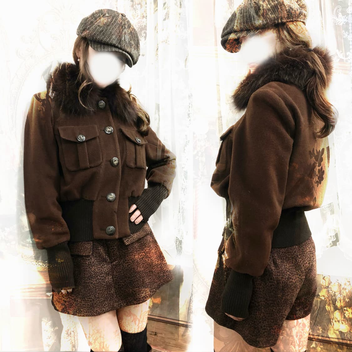 brown leopard point coordi set 상품이미지1
