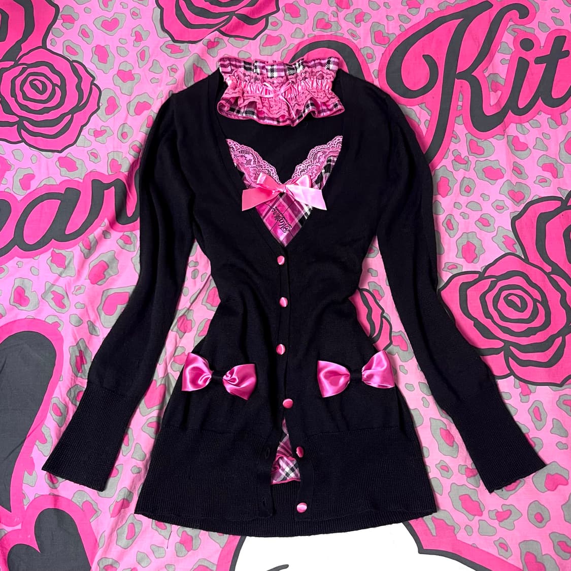 MA*RS마즈 블랙핑크 하트체크 레이스 셋업 아게하 히메갸루109핀터대장 상품이미지1