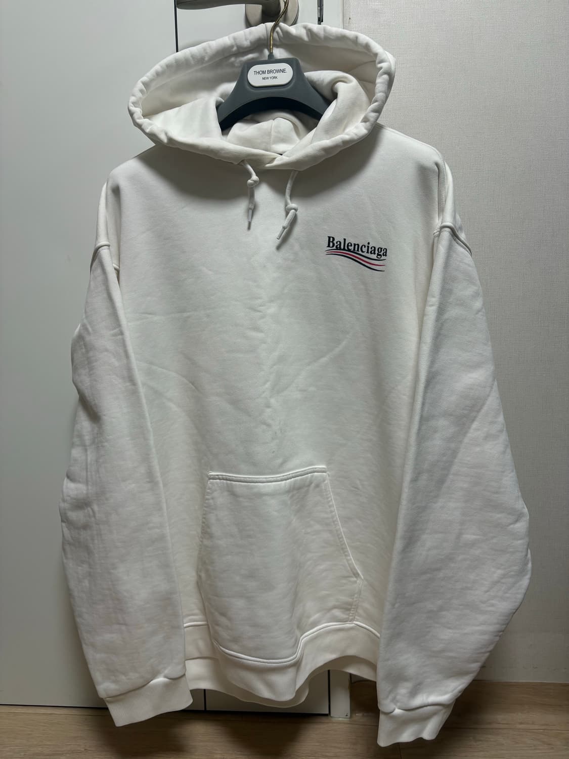 (백화점판, Xl) 발렌시아가 웨이브로고 후드티 화이트 상품이미지2