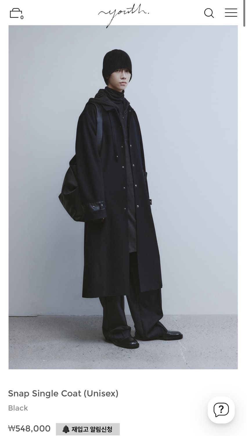 유스 24FW 싱글스냅 코트 M 상품이미지1