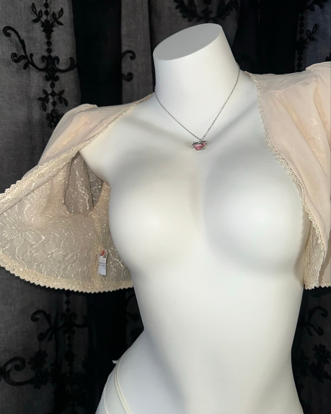 BE lace trim cropped bolero 상품이미지3