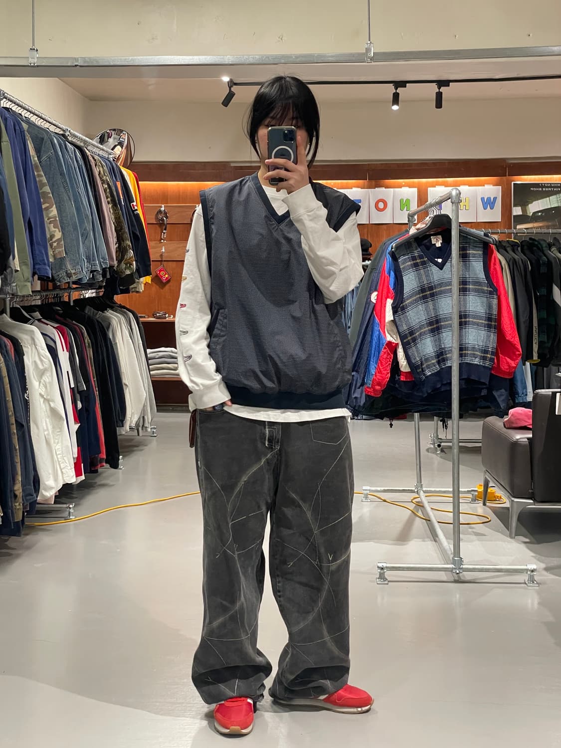 빈티지 바람막이 웜업 조끼 상품이미지2