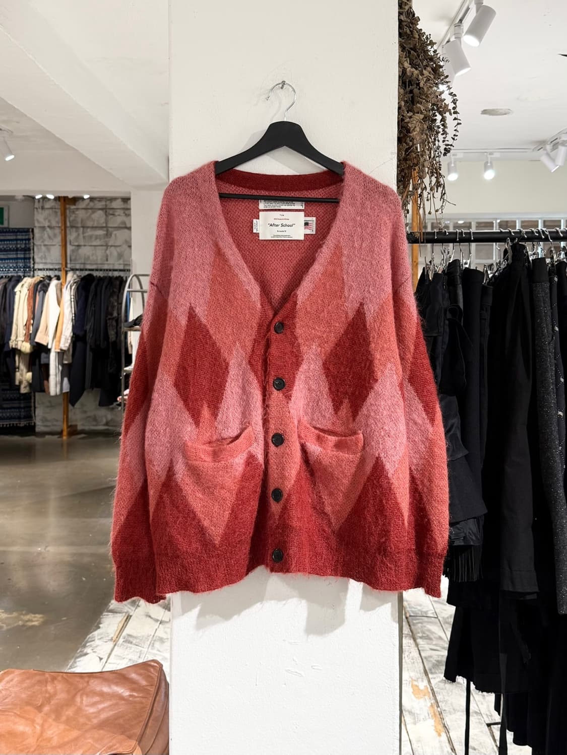 다이릭 22aw After School 레드 아가일 모헤어 니트 가디건 상품이미지1