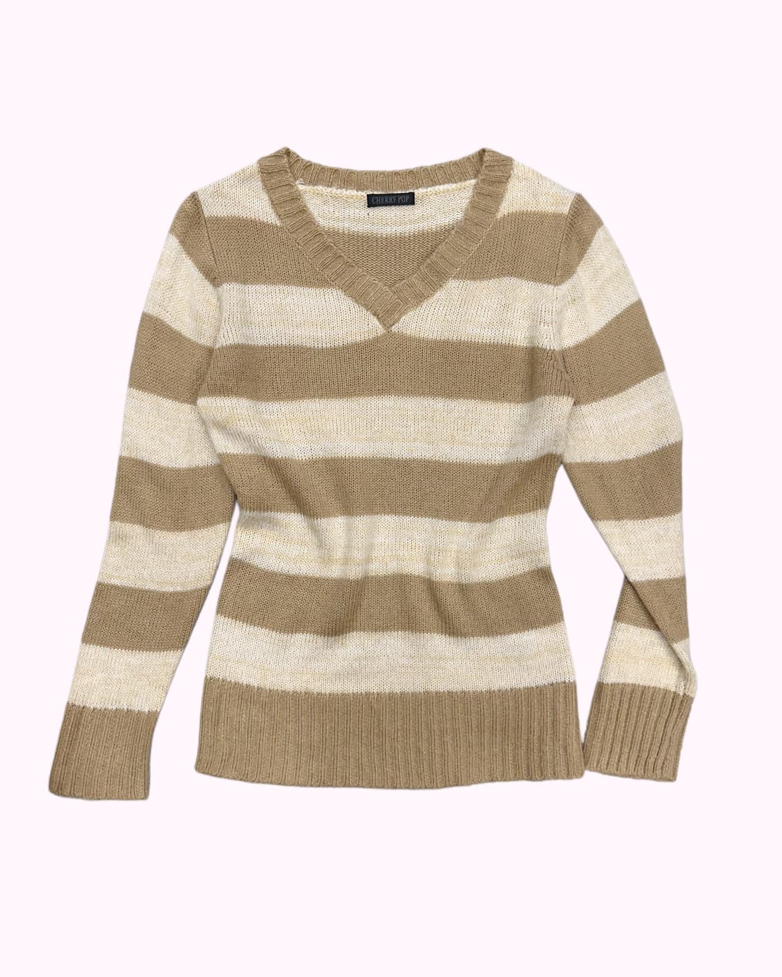beige stripe v-neck knit 상품이미지1