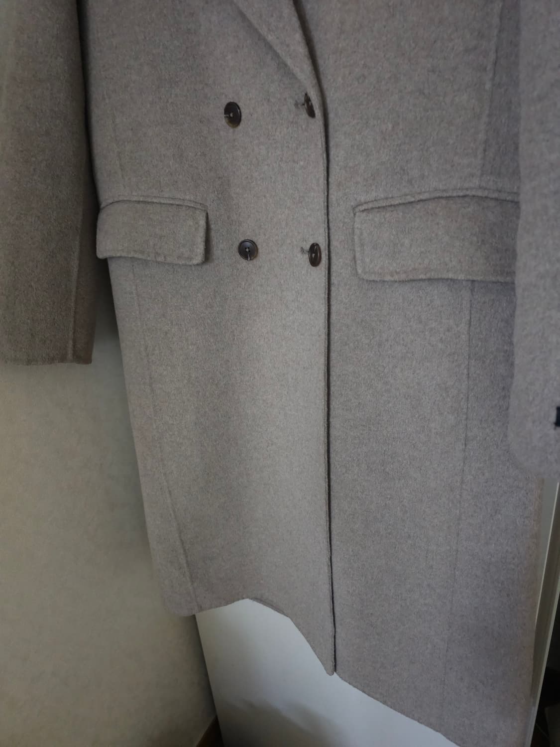 라인 울 캐시미어 핸드메이드 더블 롱코트 상품이미지4