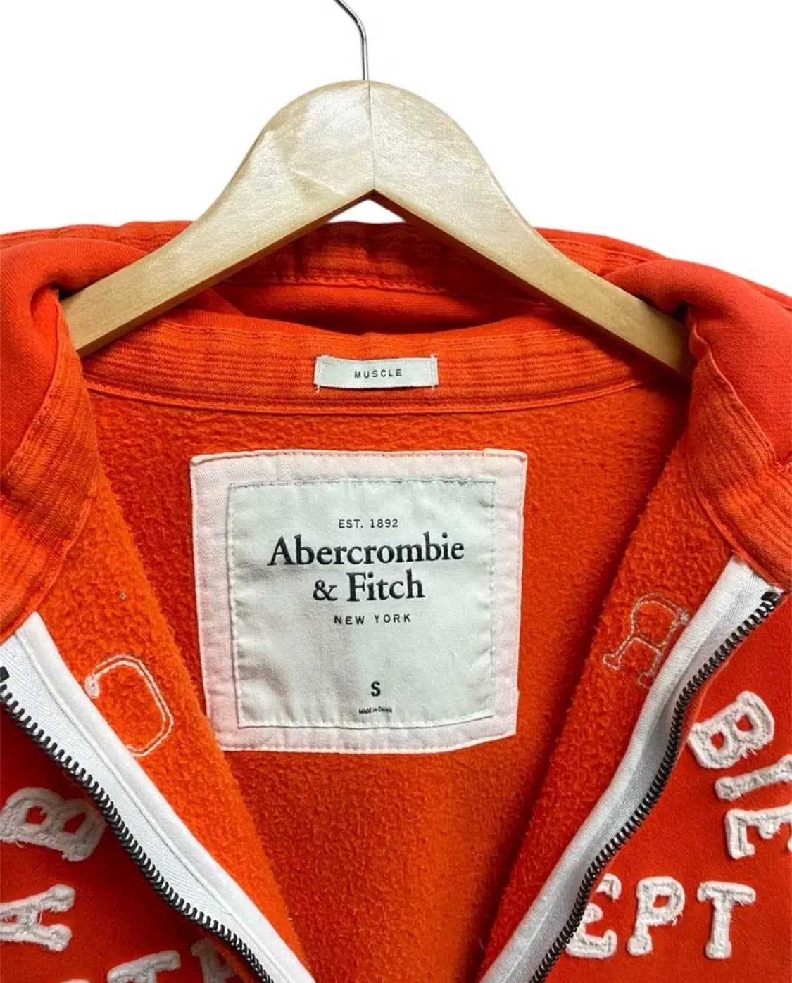 아베크롬비 스펠아웃로고 오렌지 후드집업S 상품이미지5