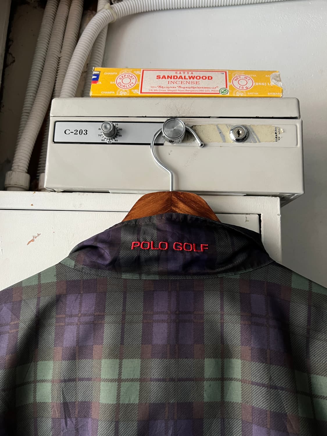 [XL]90's 폴로 랄프로렌 골프 블랙와치 체크 나일론 아노락 웜업 상품이미지6