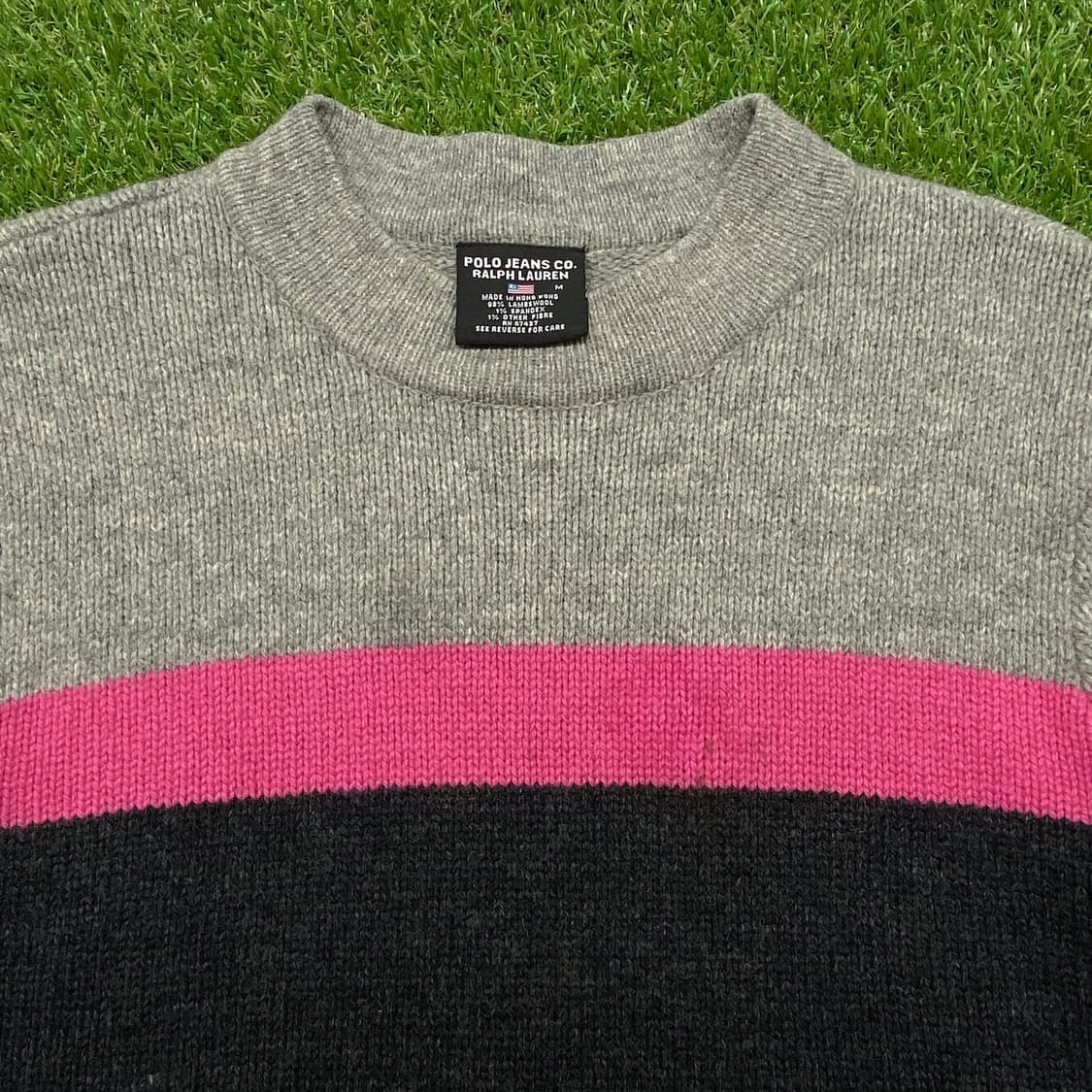 90s 미국빈티지 폴로진 램스울 배색니트 상품이미지2