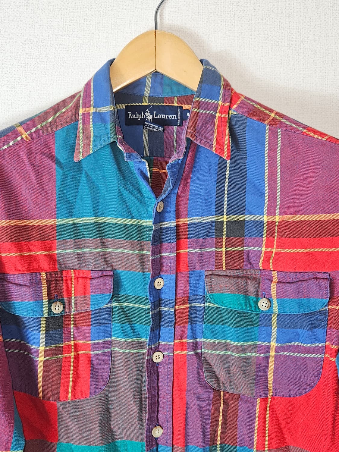 80's 폴로 랄프로렌 플란넬 플레이드 체크 워크셔츠 남방 8 상품이미지3