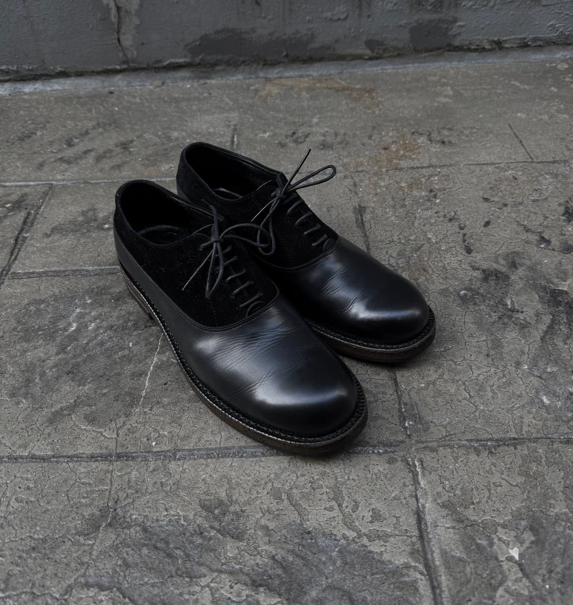 꼼데가르송 옴므 레더 스웨이드 도킹 우드솔 더비슈즈 상품이미지1