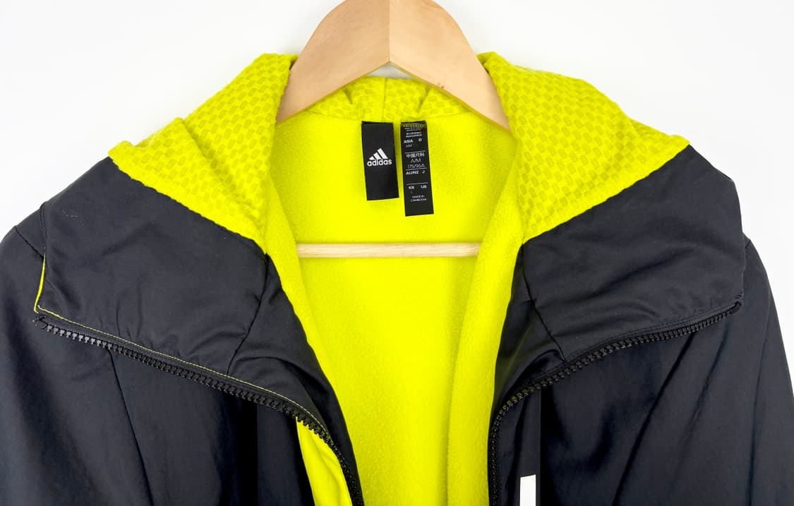 아디다스 블랙 라임 플리스 기모 바람막이 2WAY 집업 점퍼 상품이미지3