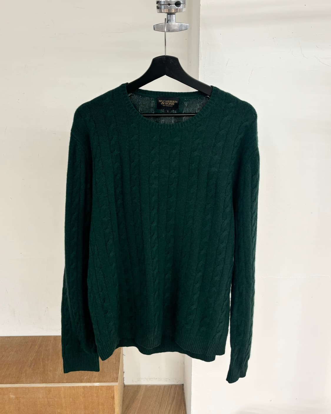 맥캐런 앤 선즈 그린 캐시미어 혼방 울 케이블 니트 상품이미지1