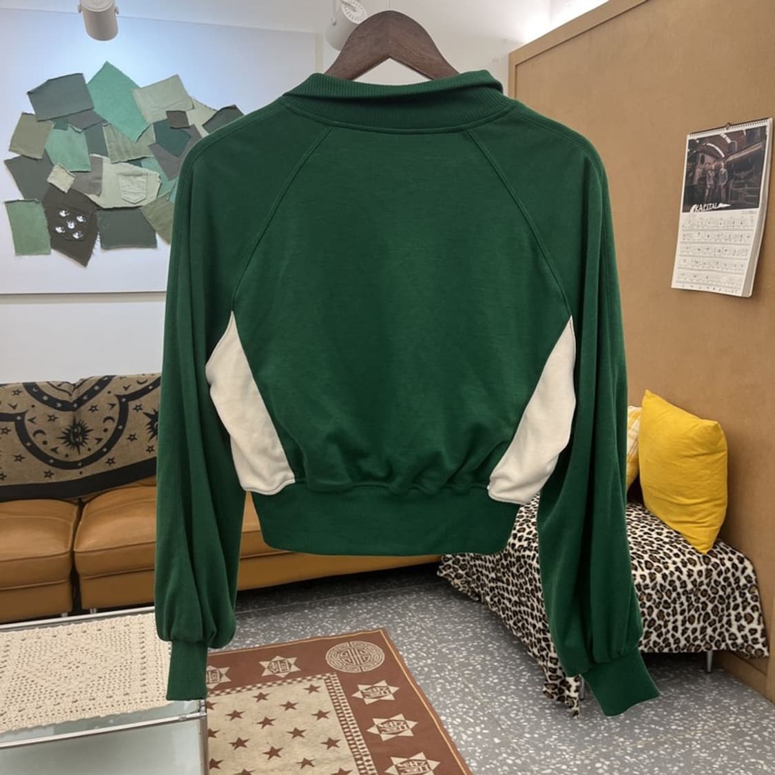 젝시믹스 빈티지 스포티 딥그린 배색 크롭 집업 자켓 C09975 상품이미지4