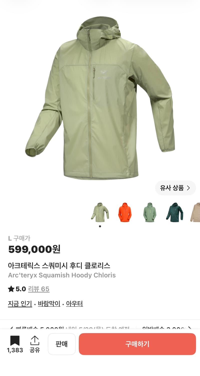 아크테릭스 스쿼미시 후디 클로리스 L 상품이미지3