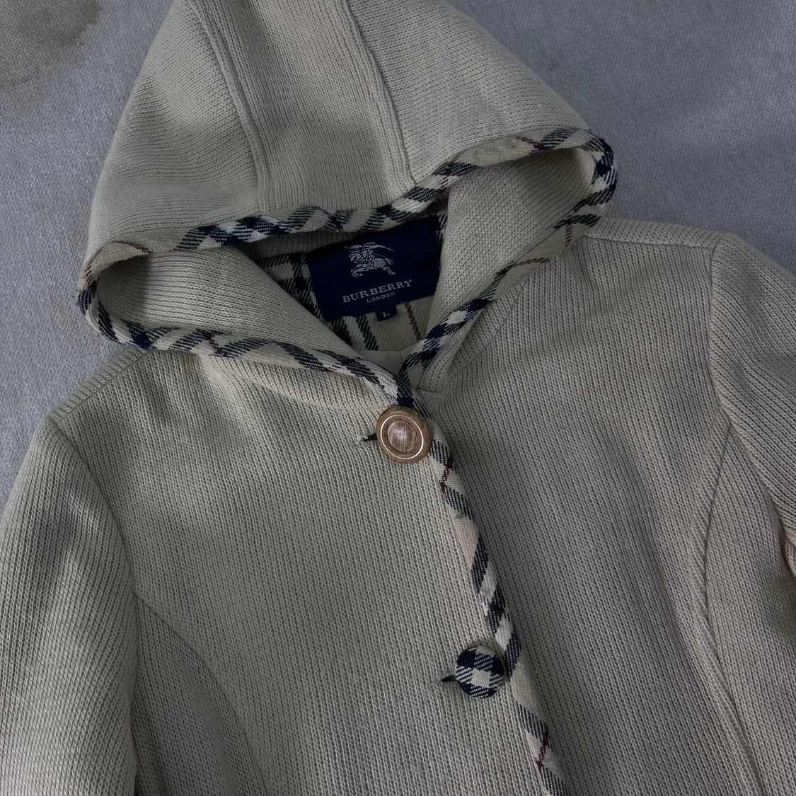 W 95 버버리 90s 니트 후드 코트 상품이미지2