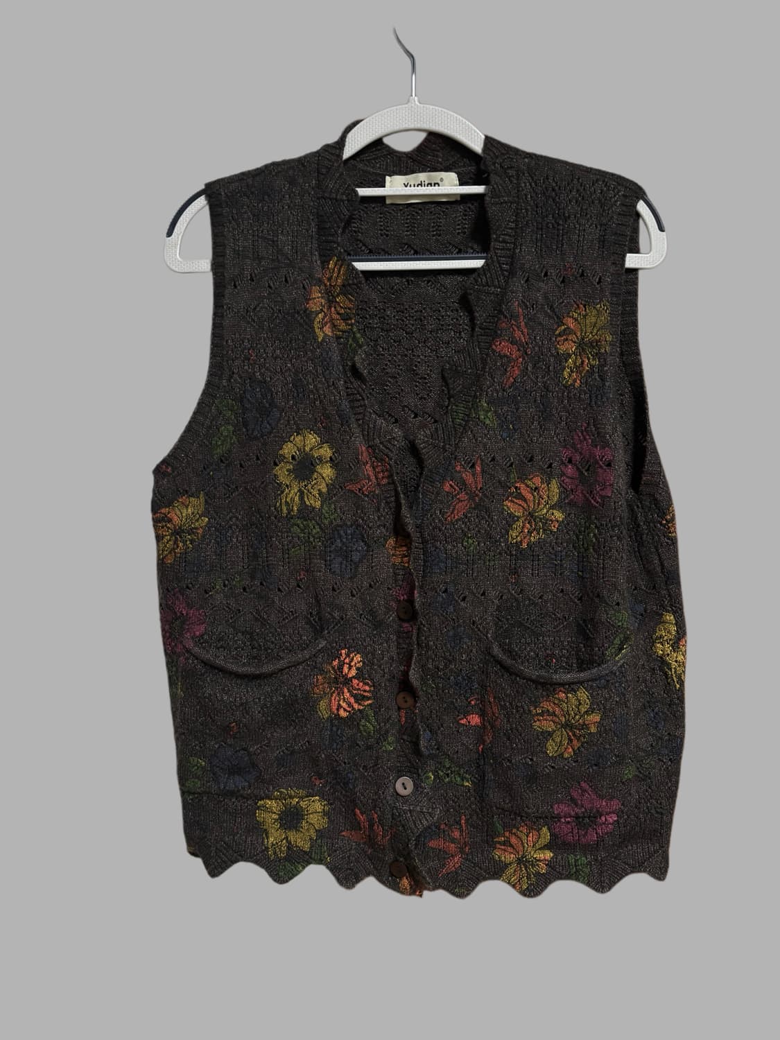 빈티지 플라워 페인팅 니트 베스트 상품이미지1