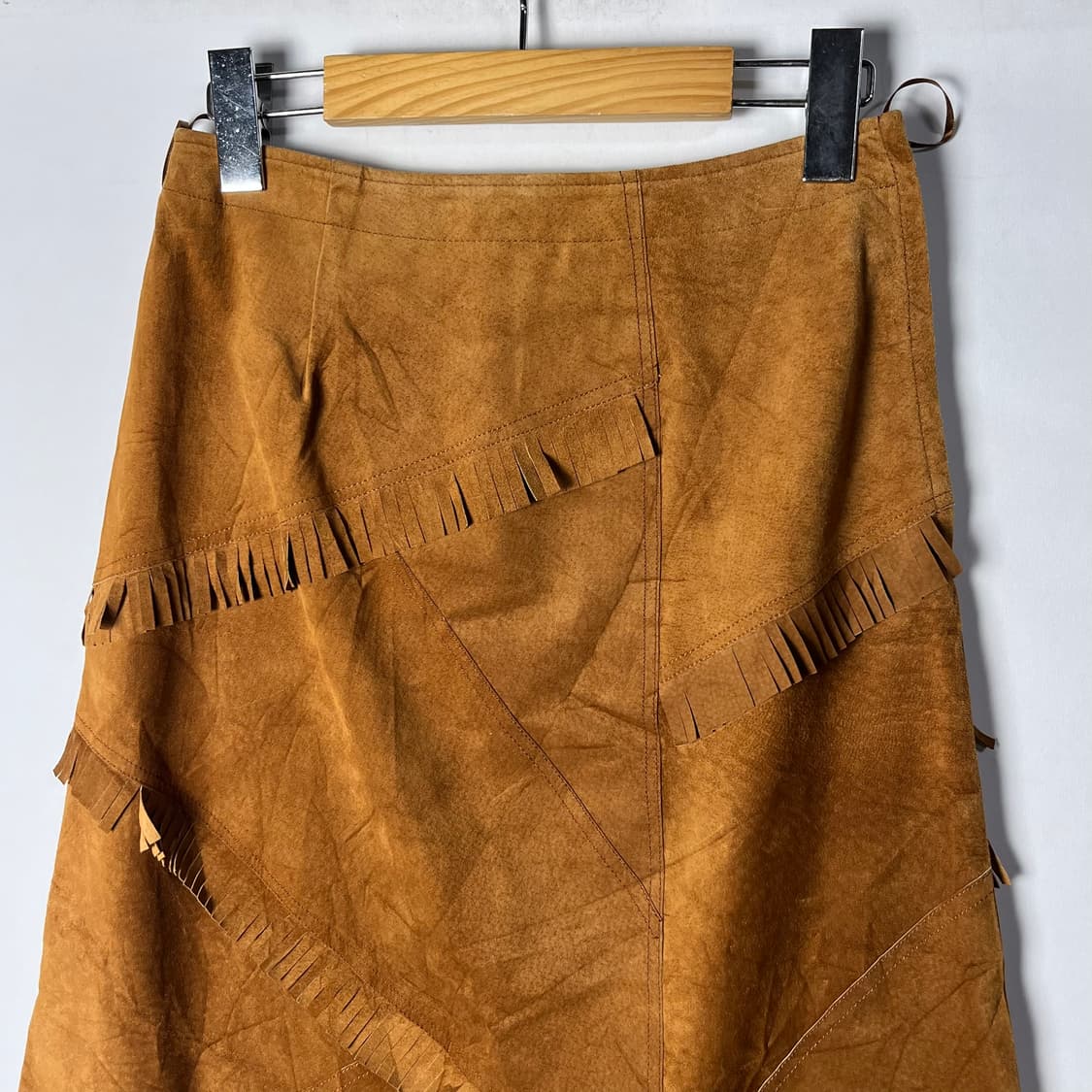 [fou foret] 재팬 빈티지 웨스턴 프린지 레더 롱 스커트 상품이미지3