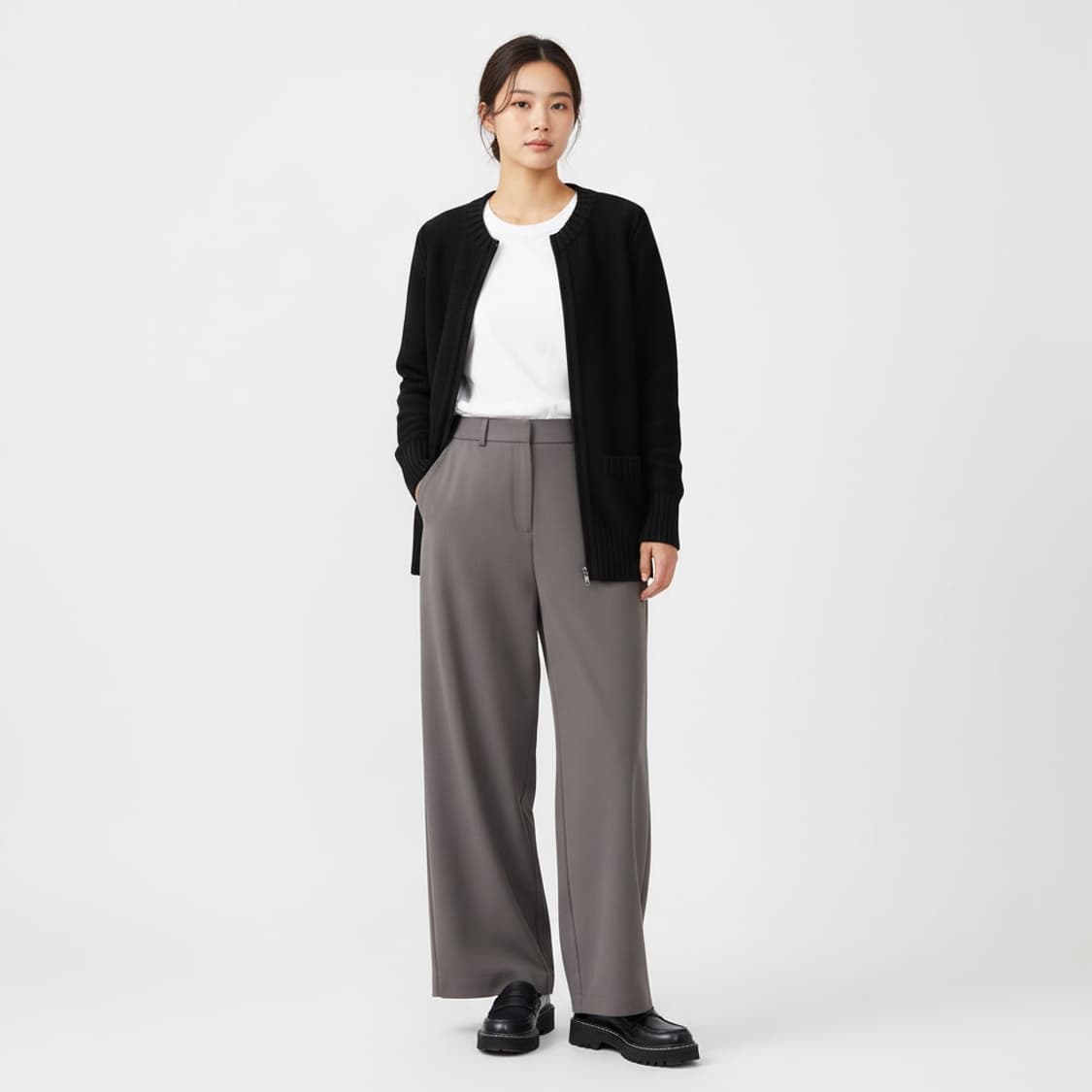 [3/55~66] 꼼뜨와꼬또니에 니트 롱 가디건 블랙 여성 상품이미지1