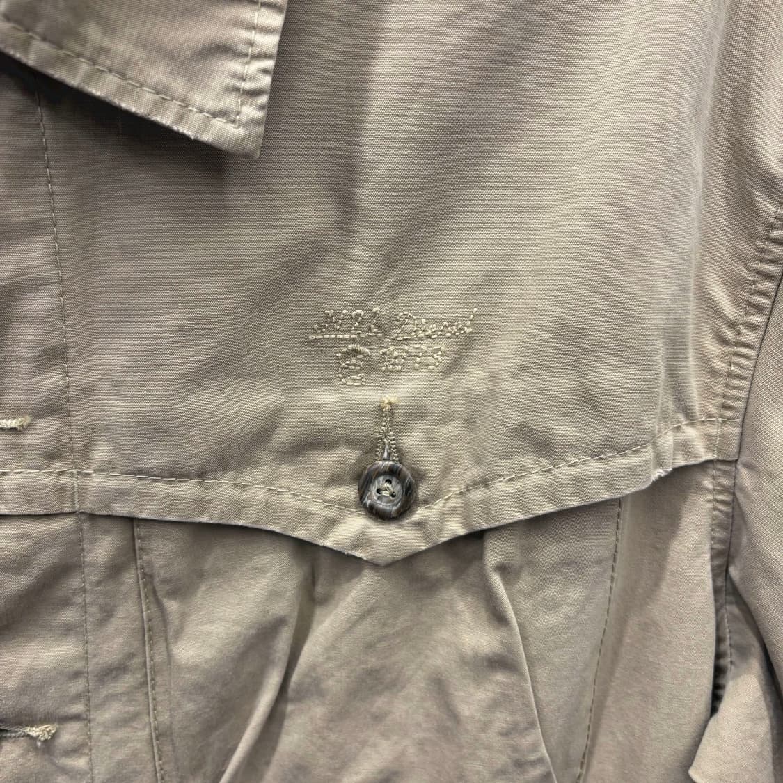 디젤 코튼 사파리 셔츠 자켓 로고 자수 플랩 포켓 웨스턴 요크 베이지 상품이미지6